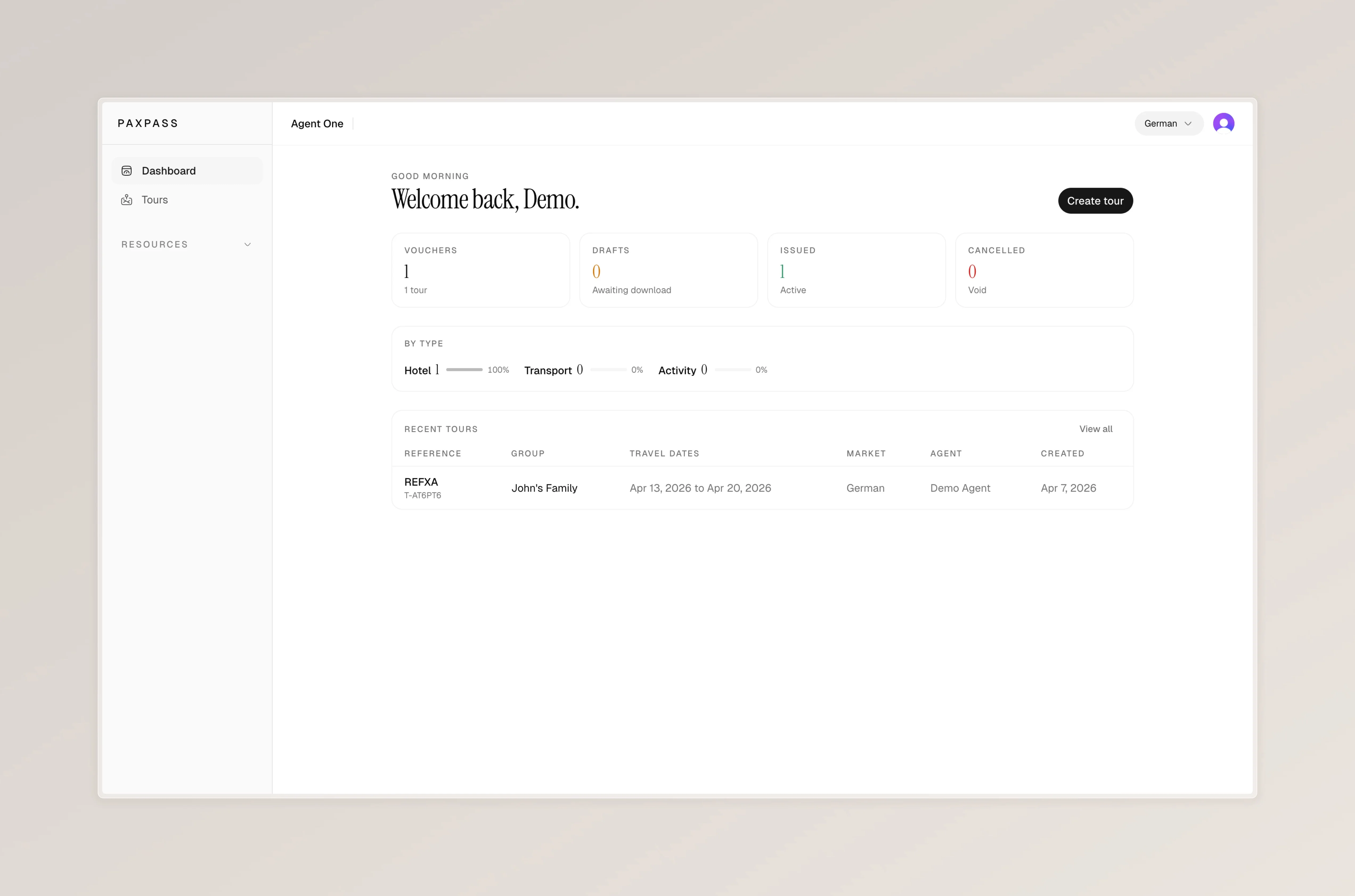 PaxPass dashboard preview